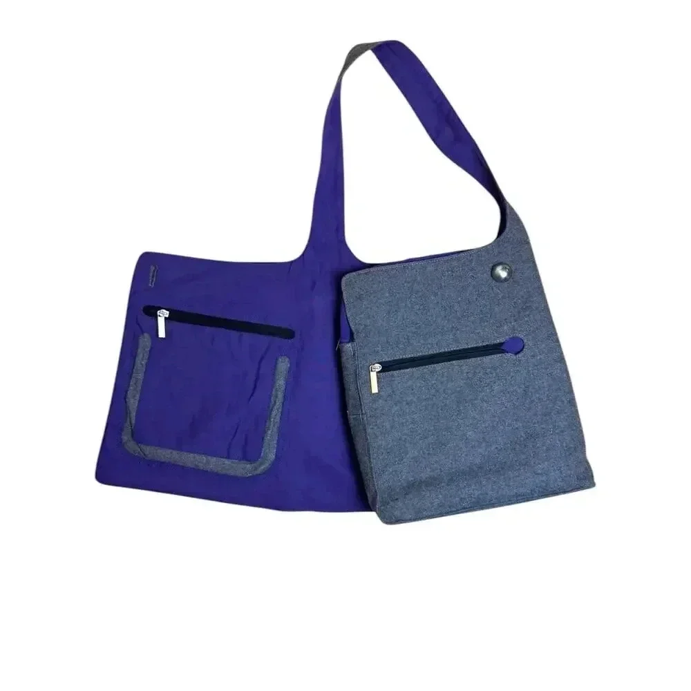Speck A-Line Bag for iPad and Netbooks Grey and Purple Felt LOTS of pockets NWOT